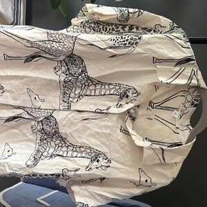 Jane and Delancey Cream Button Down Shirt with Animal Print